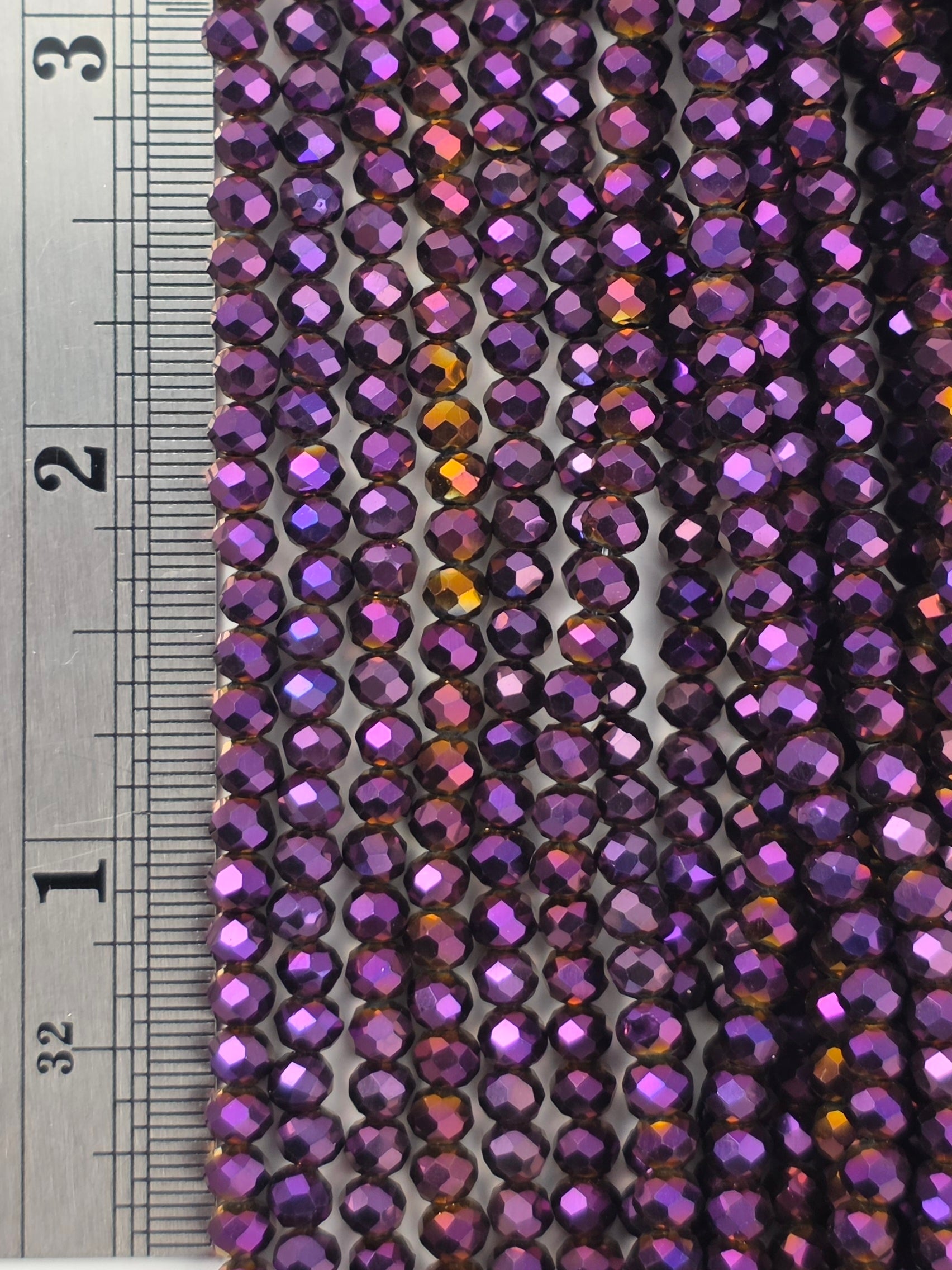 3x4mm - Crystal Rondelles - Purple Metallic