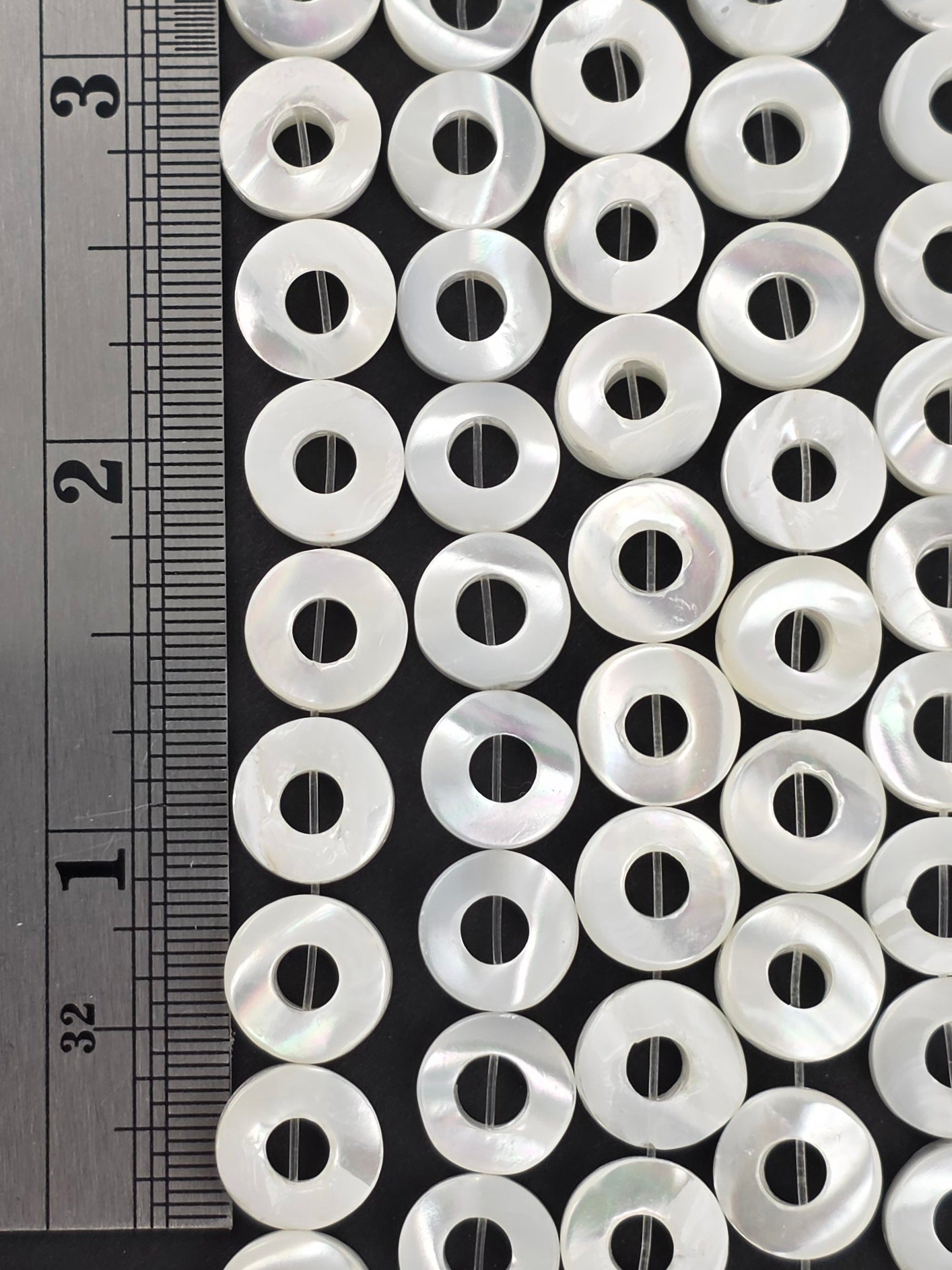 10mm - Mother of Pearl - Hollow Coins - White
