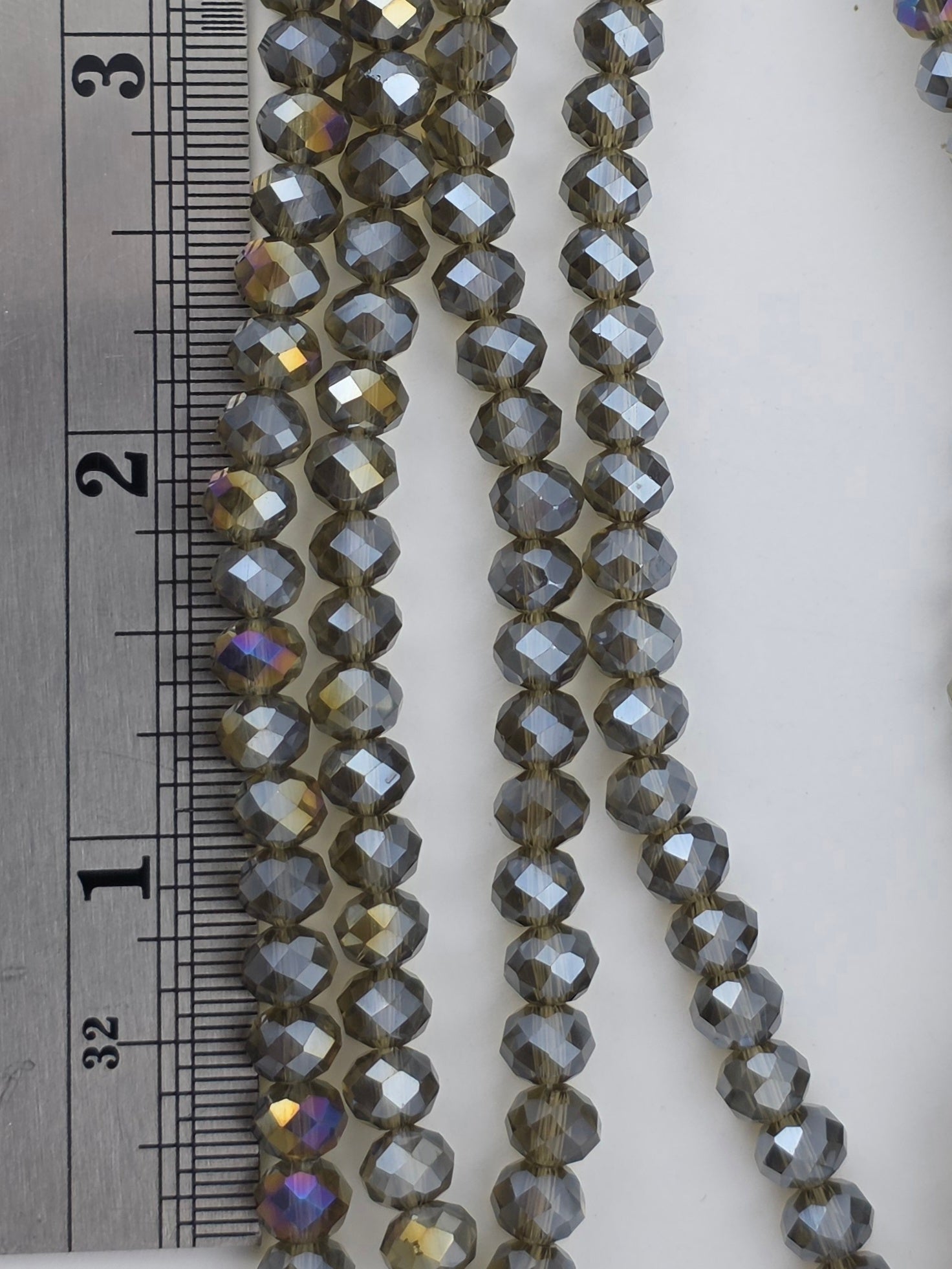5x6mm - Crystal Rondelles - Grey/Brown with Rainbow Luster