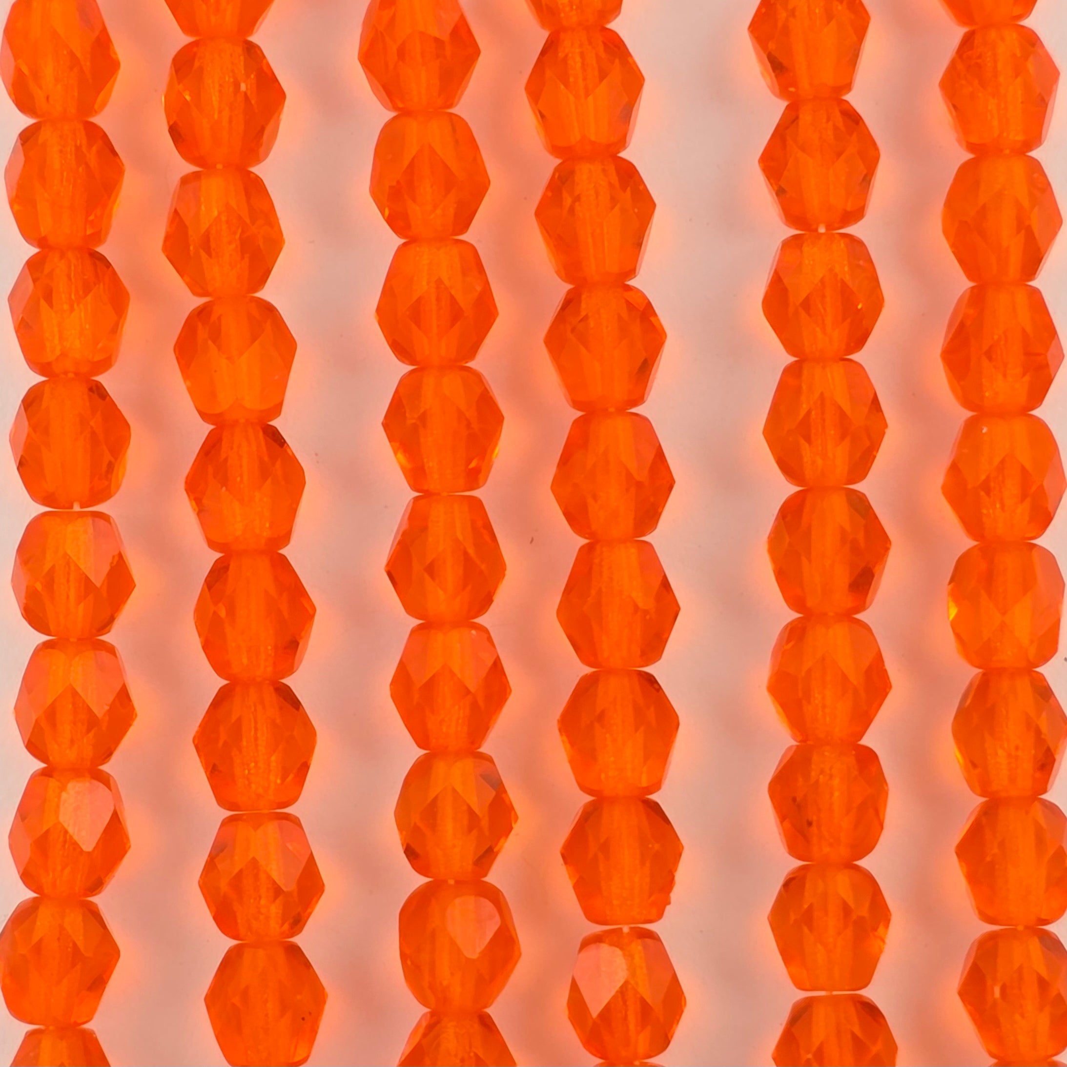 6mm - Orange Transparent - Fire Polished