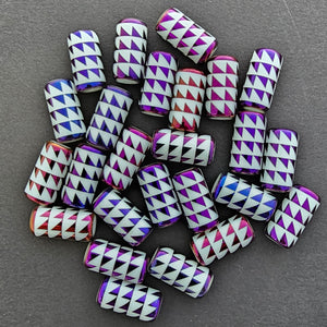 Triangle Barrel Beads - Purple/Pink Metallic