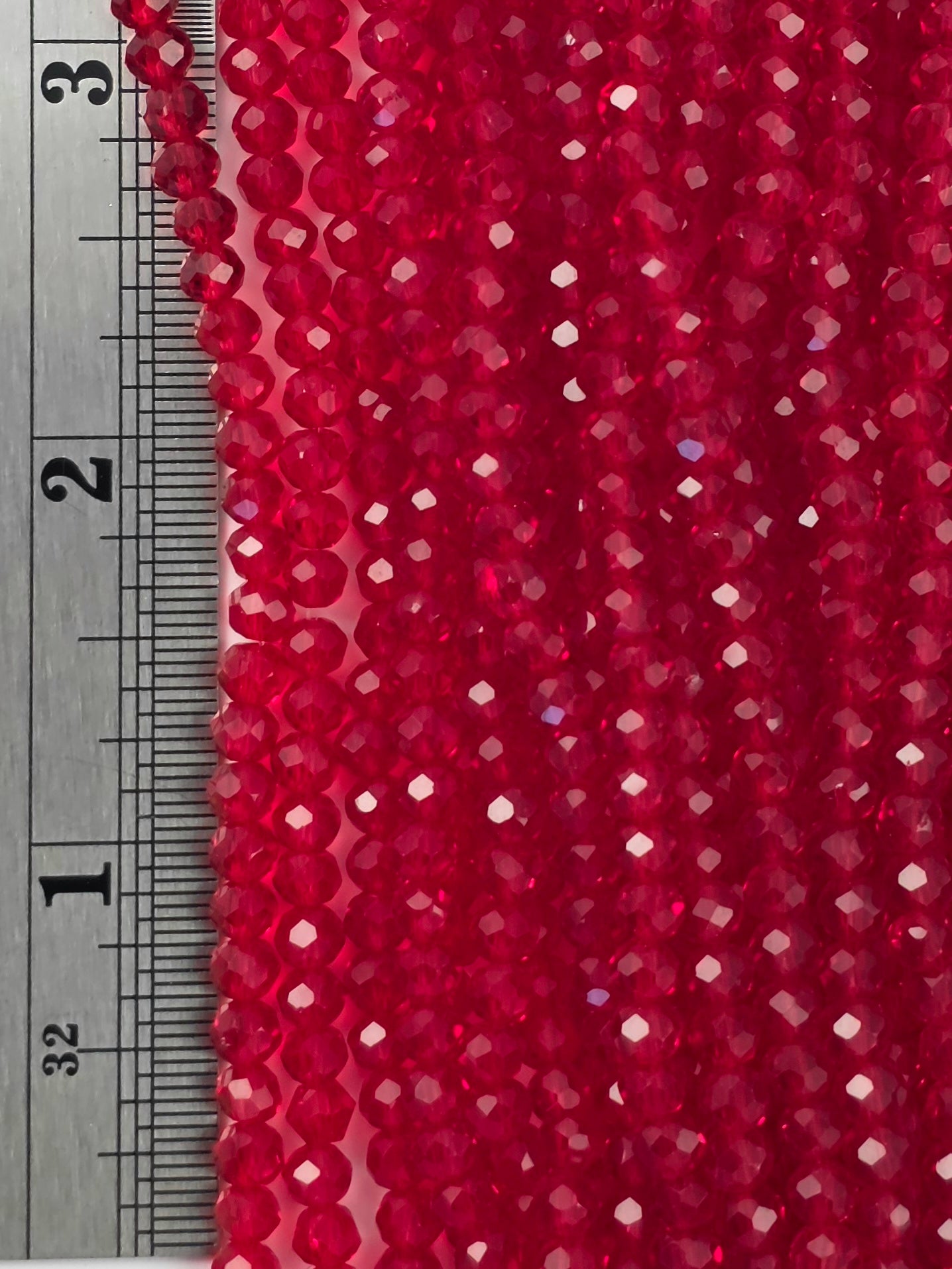 3x4mm - Crystal Rondelles - Ruby Transparent