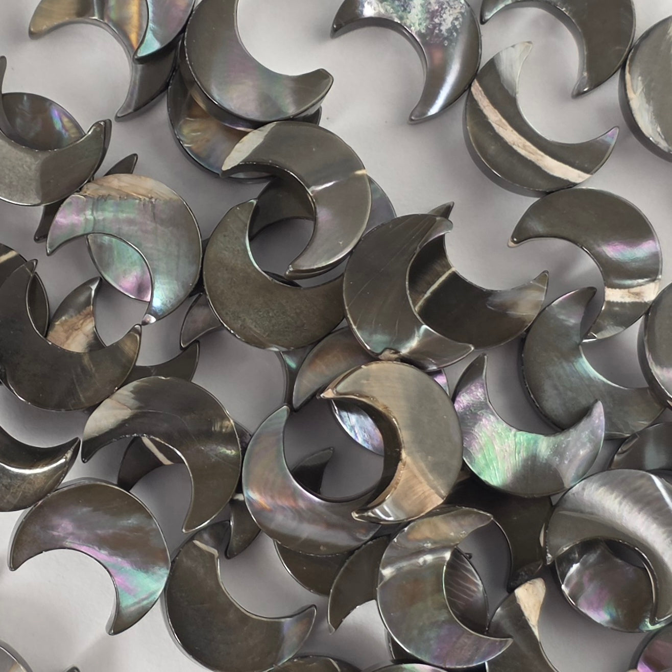 12mm - Mother of Pearl - Moons - Black