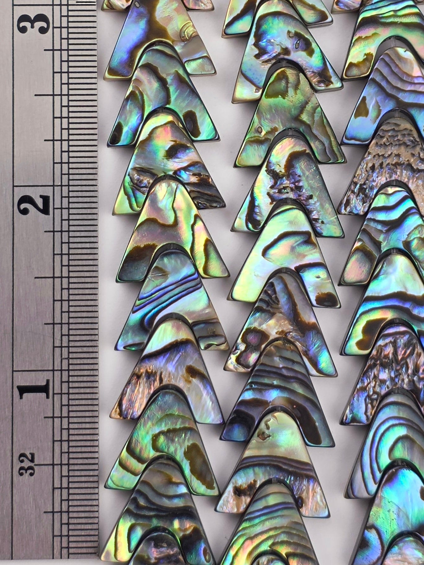 15mm - Abalone - Chevrons - Paua