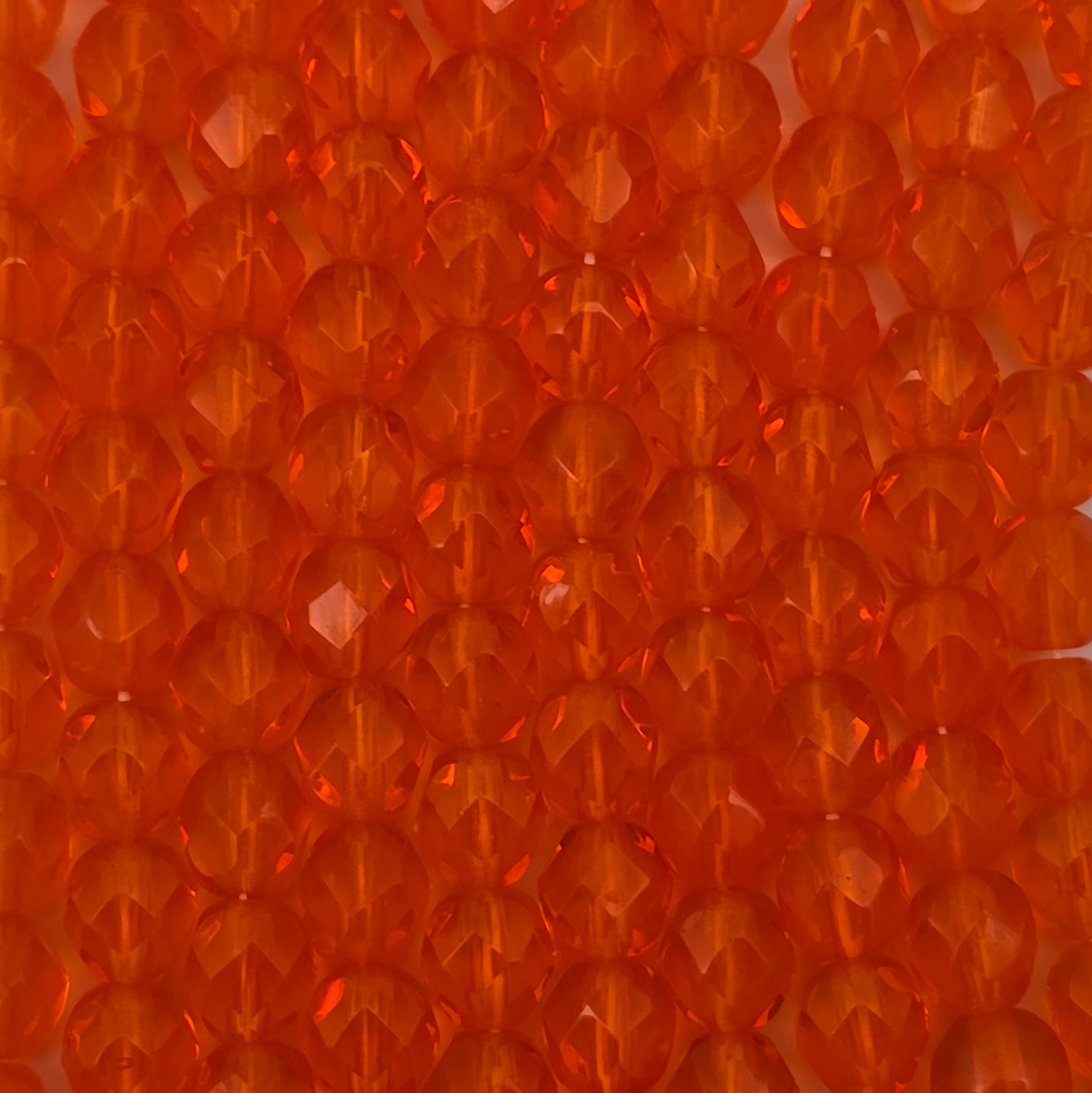 6mm - Orange Transparent- Fire Polished