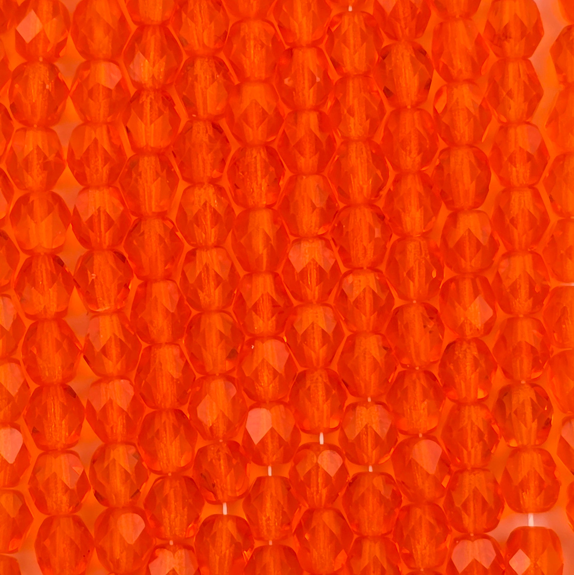 6mm - Orange Transparent - Fire Polished