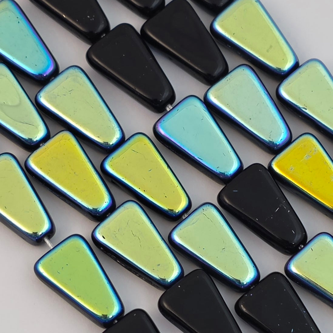 16x10mm Jet Black AB Long Triangle