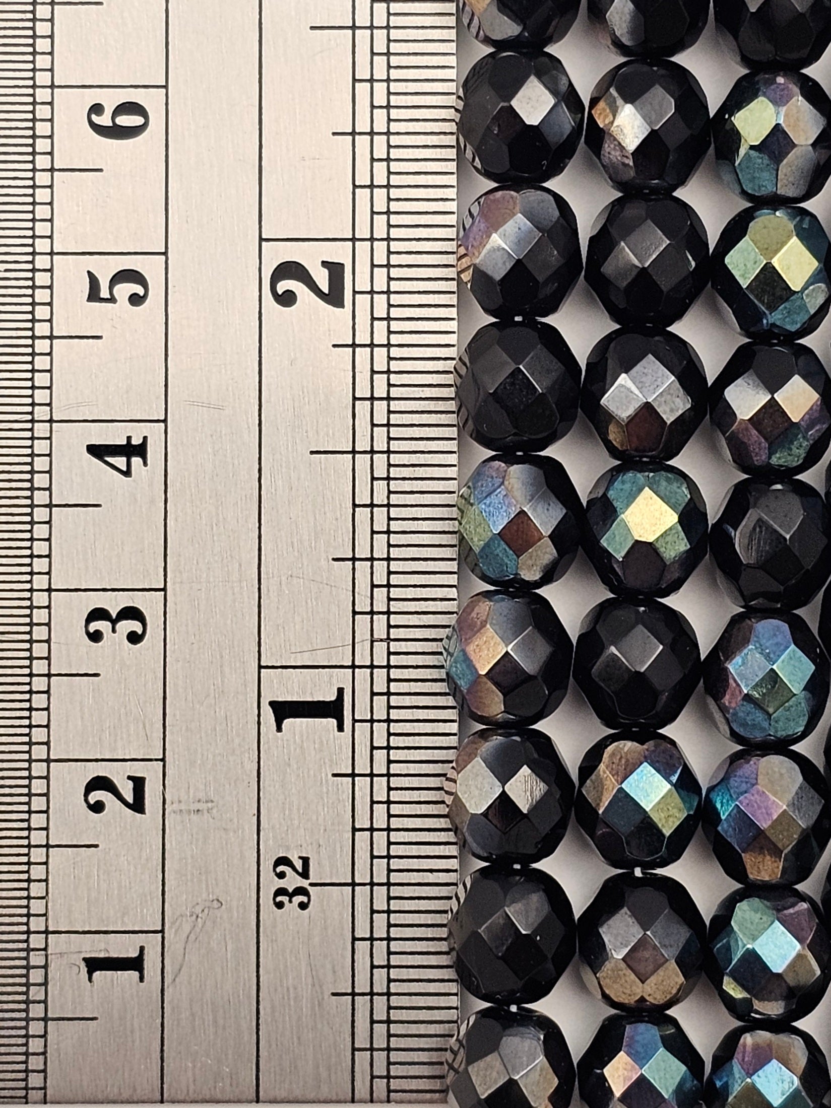 8mm - Jet Black Celcian - Fire Polished