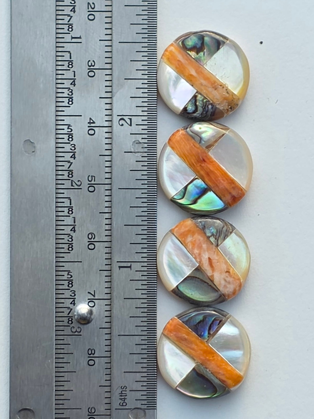 1 Piece- Round Inlay Bead - Abalone, MOP, and Spiny Oyster