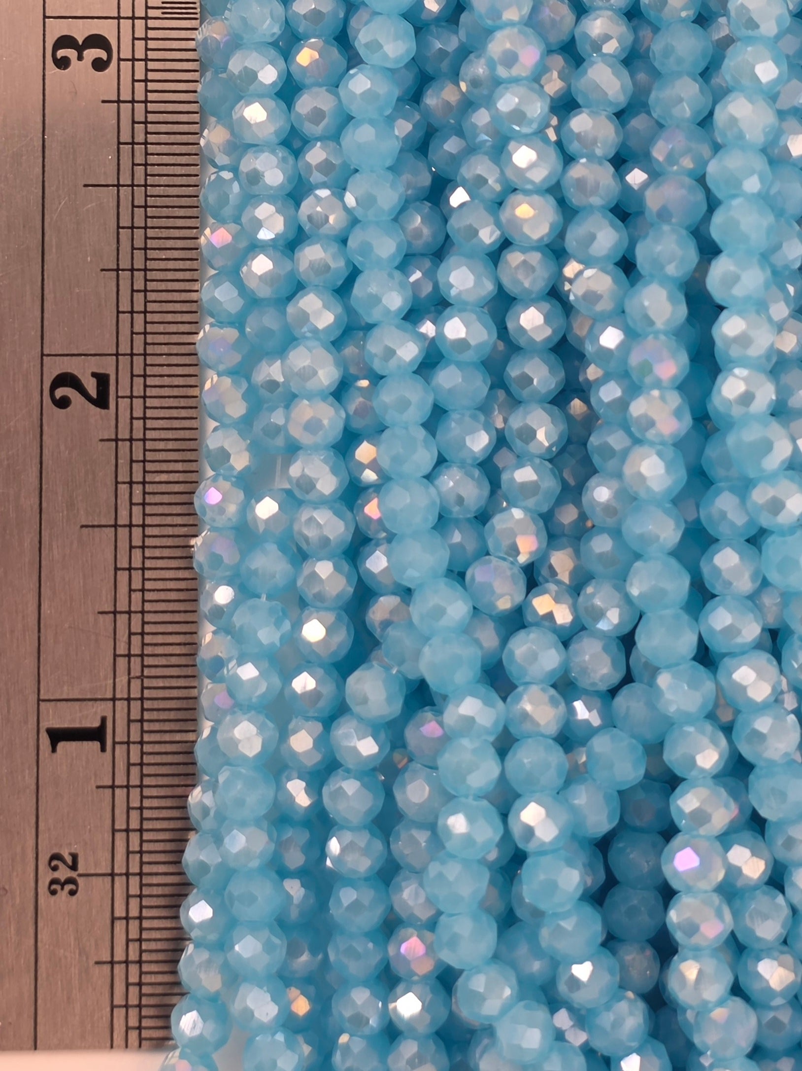 3x4mm - Crystal Rondelles - Aqua Opal with Luster
