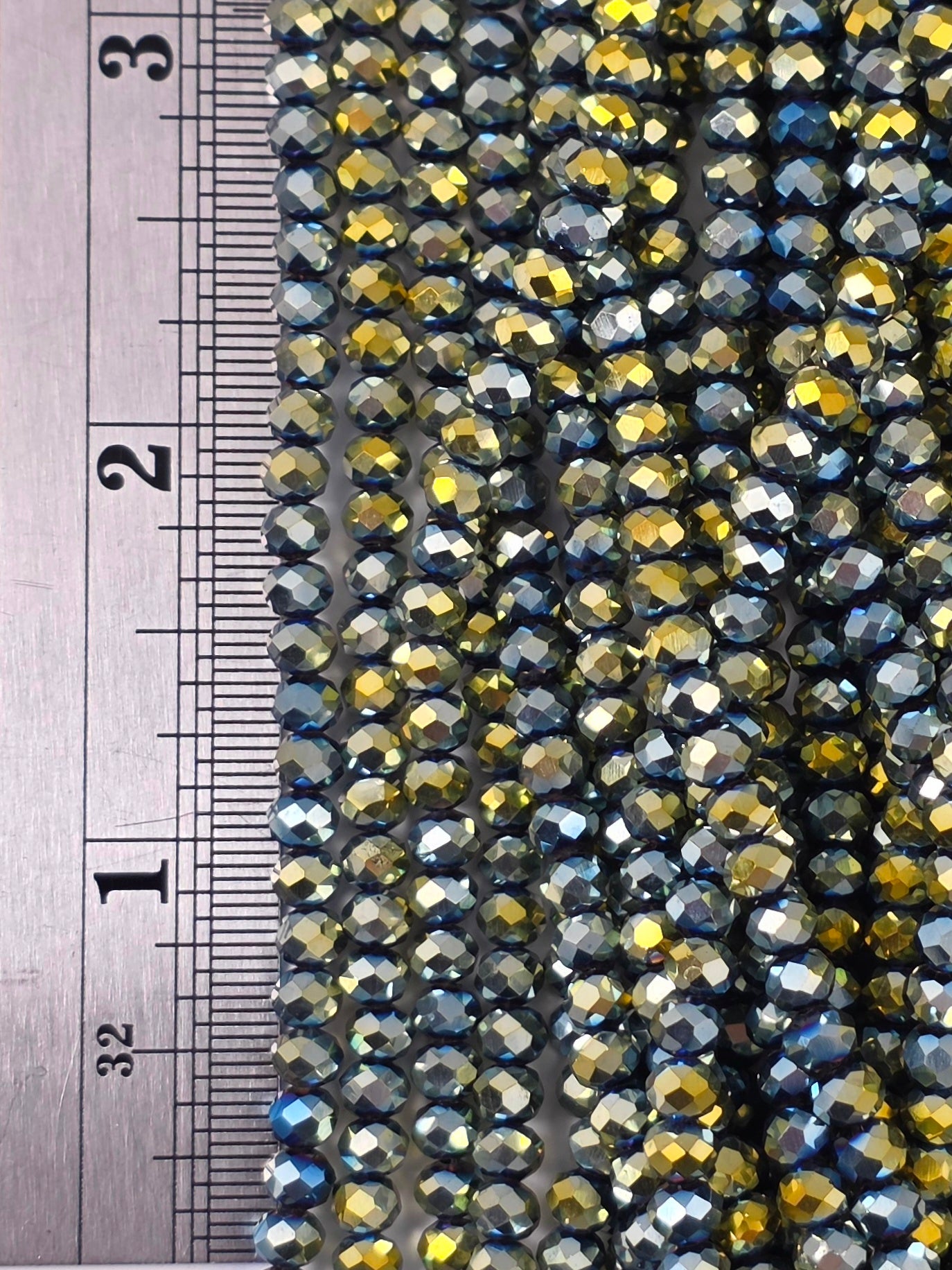 3x4mm - Crystal Rondelles - Steel Blue/Gold Metallic