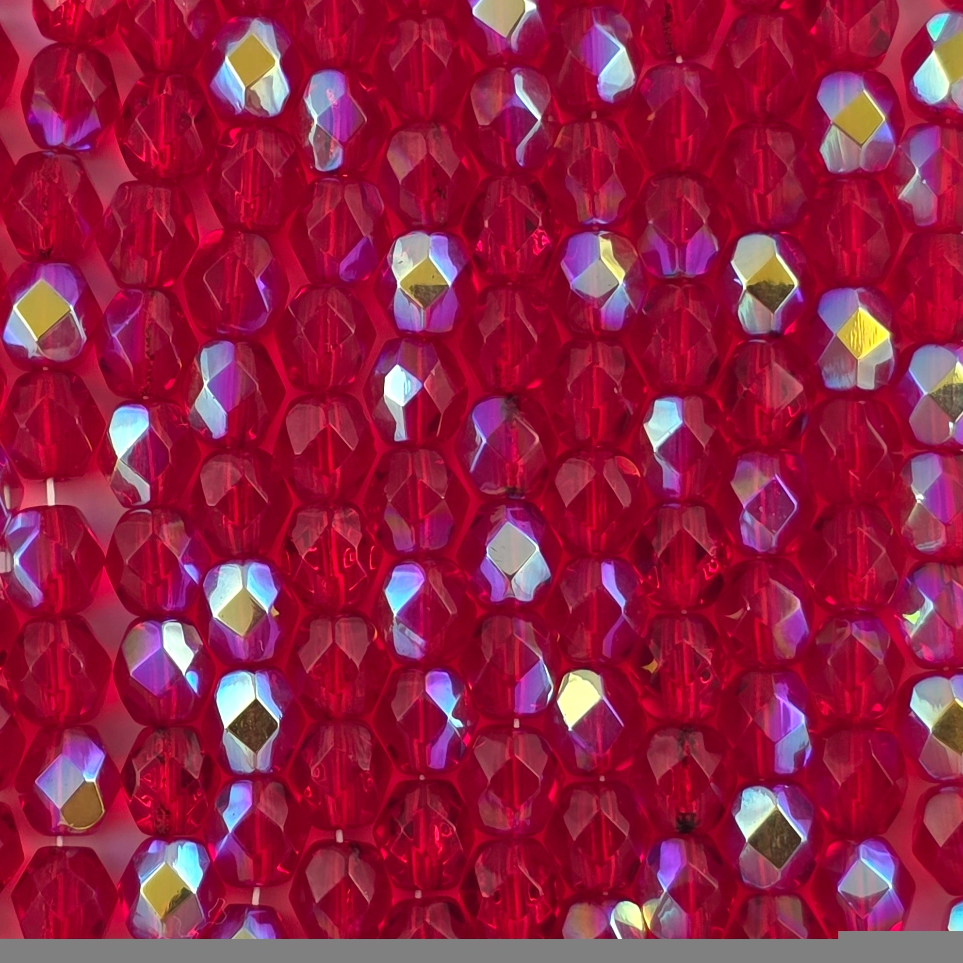 6mm - Ruby AB - Fire Polish