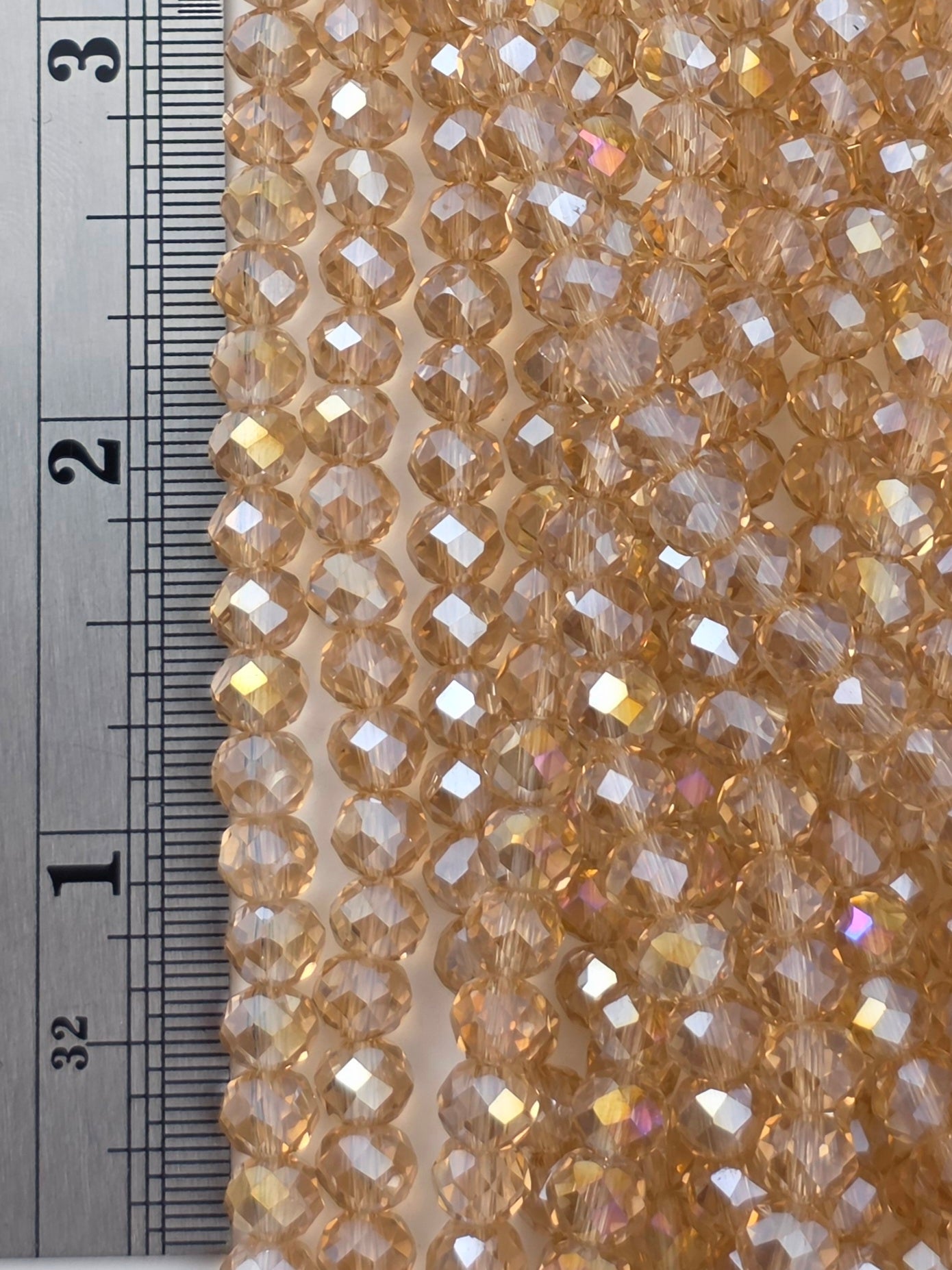 5x6mm - Crystal Rondelles - Champagne with Rainbow Luster