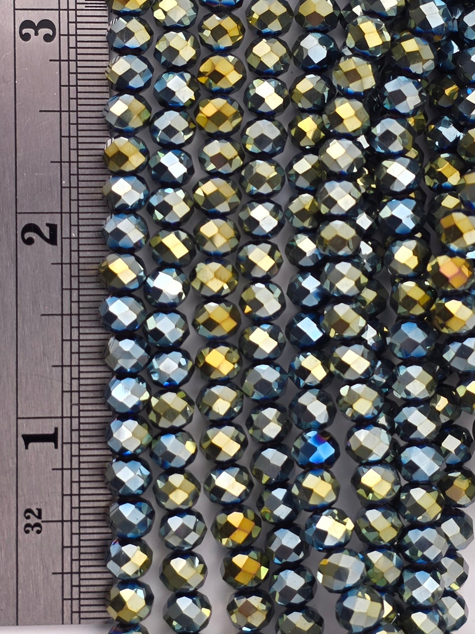 5x6mm - Crystal Rondelles - Steel Blue/Gold Metallic