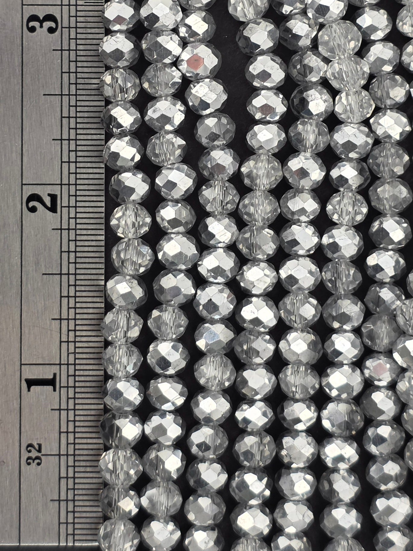 5x6mm - Crystal Rondelles - Crytstal/Silver