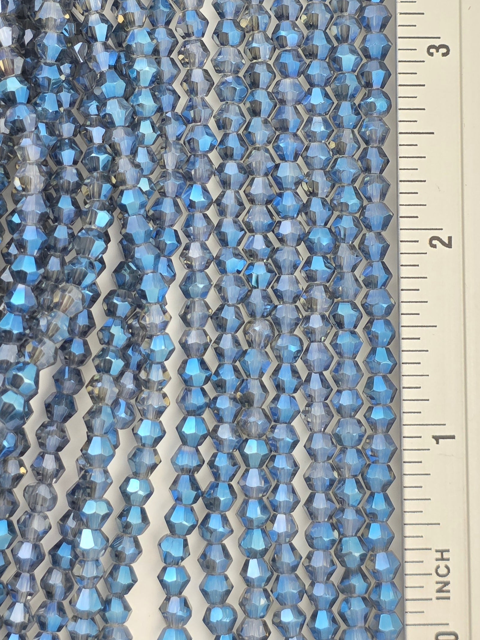 4mm - Bicone - Blue/Grey Luster