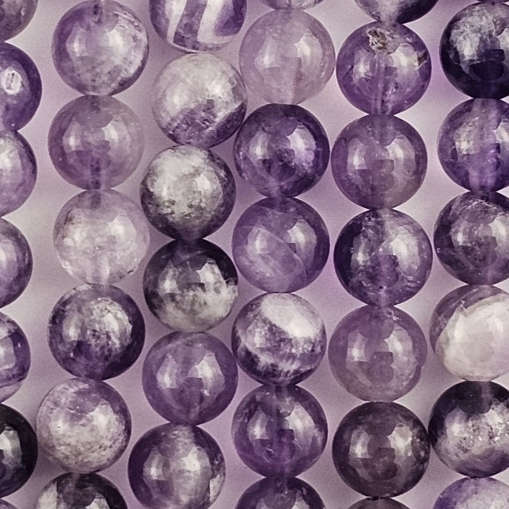 Chevron Amethyst Smooth Round – Talisman Beads