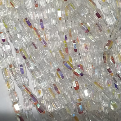 7x5mm Crystal AB Barrels Fire Polished Czech Glass