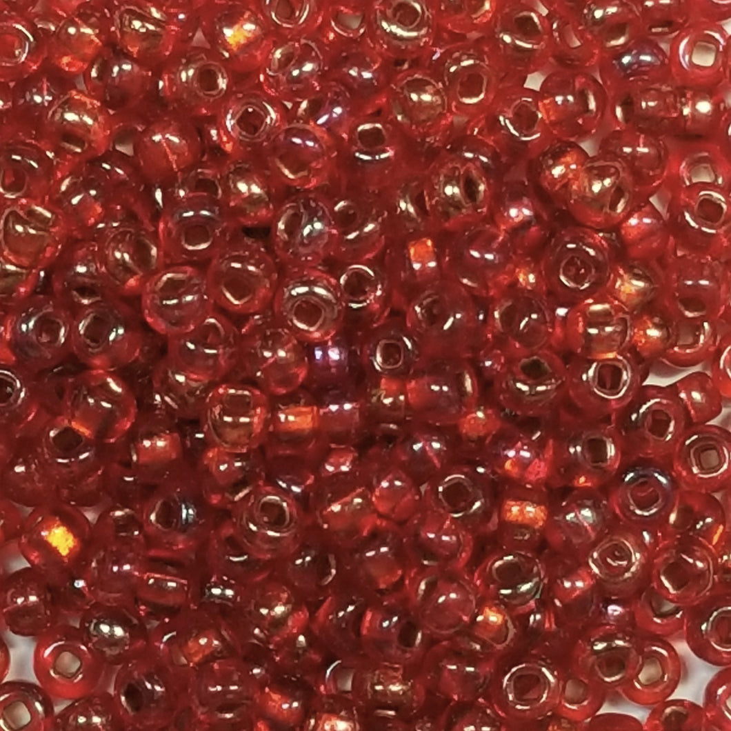 Light Ruby Copper Lined Rainbow - Size 6/0