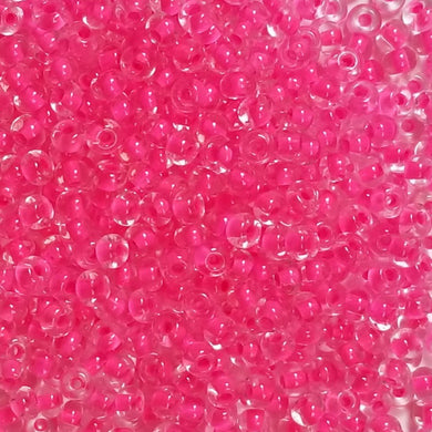 Crystal Neon Pink Lined - Size 6/0