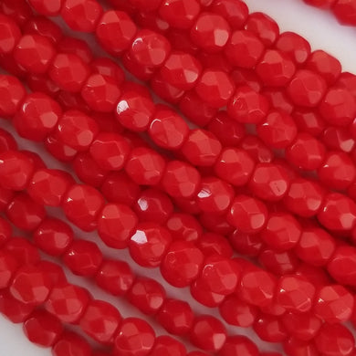 4mm - Opaque Medium Red- Fire Polished