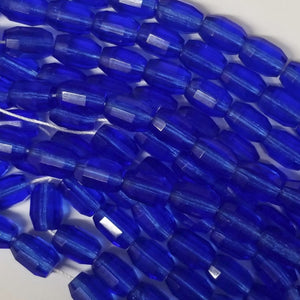 10x7mm - Sapphire - Oval Barrels Fire Polished Czech Glass