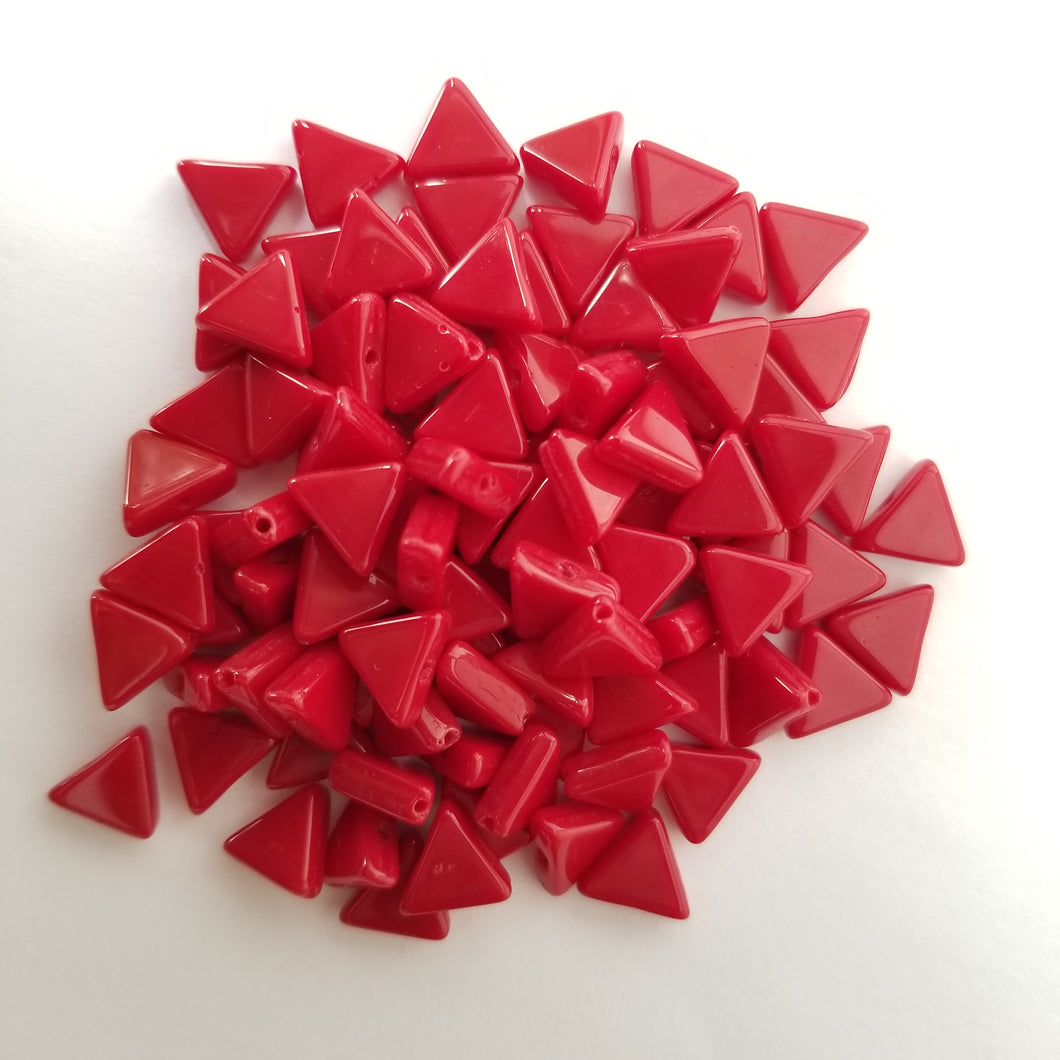 8mm Dark Red Opaque Triangles