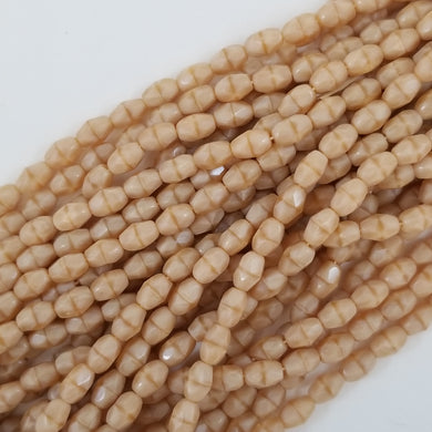 6x4mm- Latte Silk - Fire Polished Oval Czech Glass
