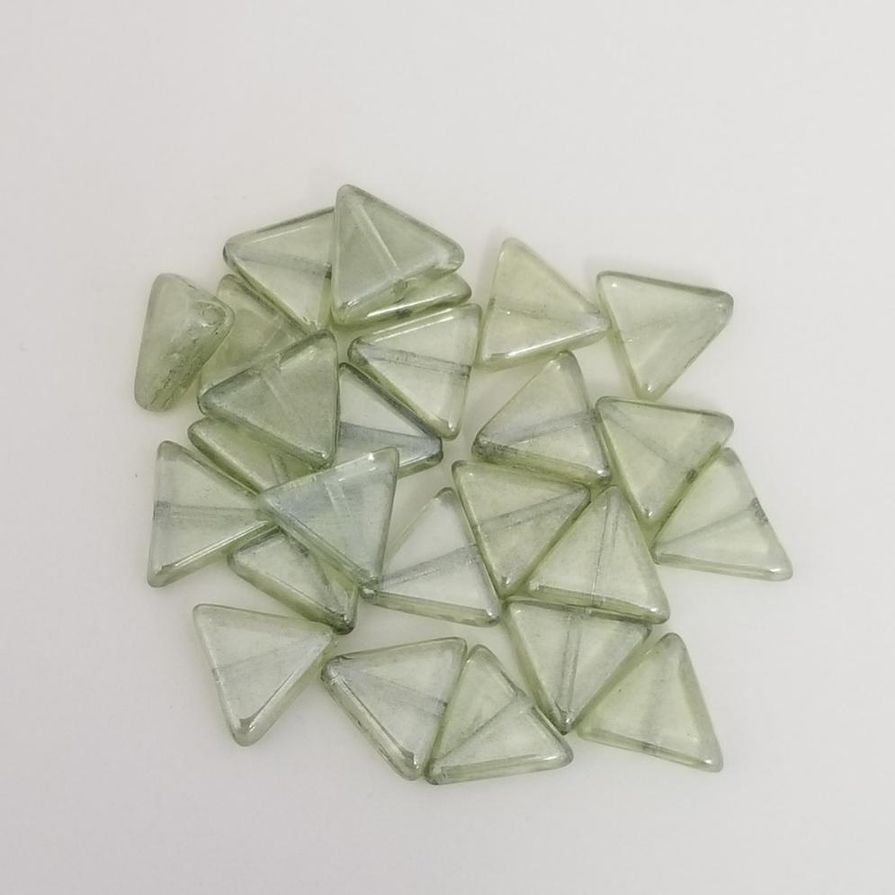 Green Luster 10x10mm glass triangles