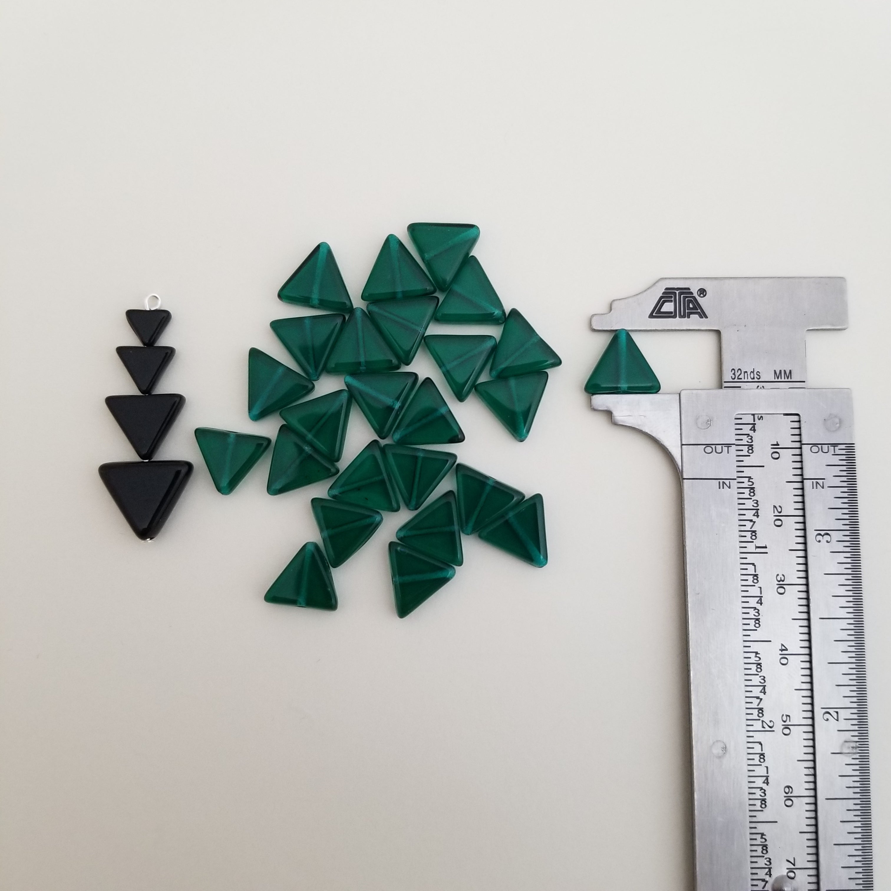 Forest Green 10x10mm glass triangles