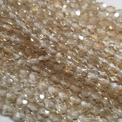 4mm - Crystal/Light Topaz Luster- Fire Polished