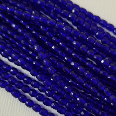 3mm - Cobalt Transparent - Fire Polished