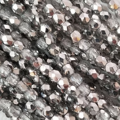 3mm - Crystal with Silver - Fire Polished