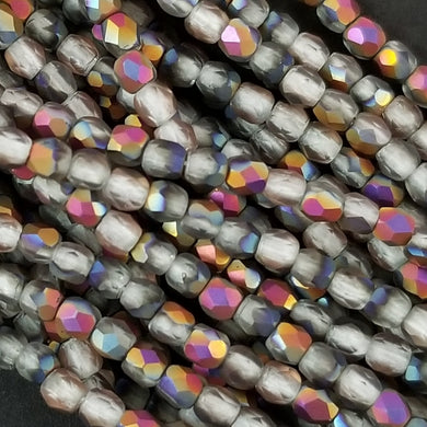 3mm - Crystal Matte with Rainbow Metallic Finish- Fire Polished