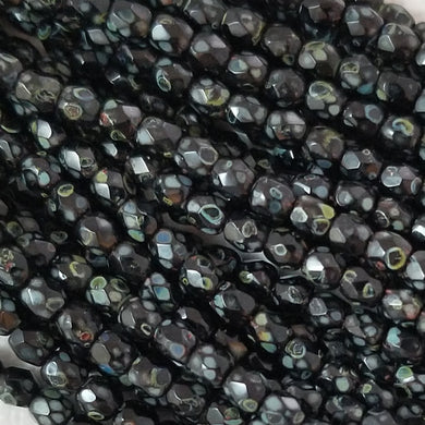 3mm - Black Travertine - Fire Polished