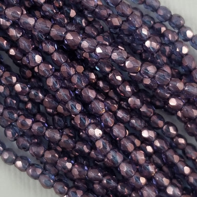 3mm - Crystal with Violet Luster- Fire Polished
