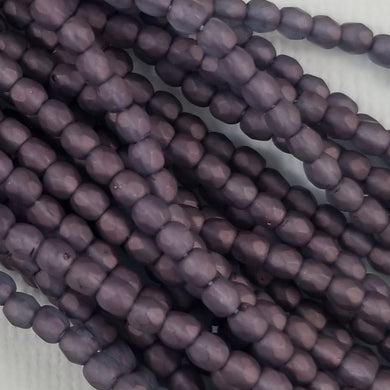 3mm - Crystal Matte with Violet Luster- Fire Polished