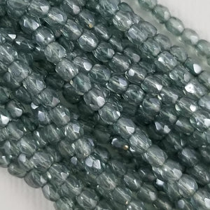 3mm - Crystal with Blue Green Luster- Fire Polished