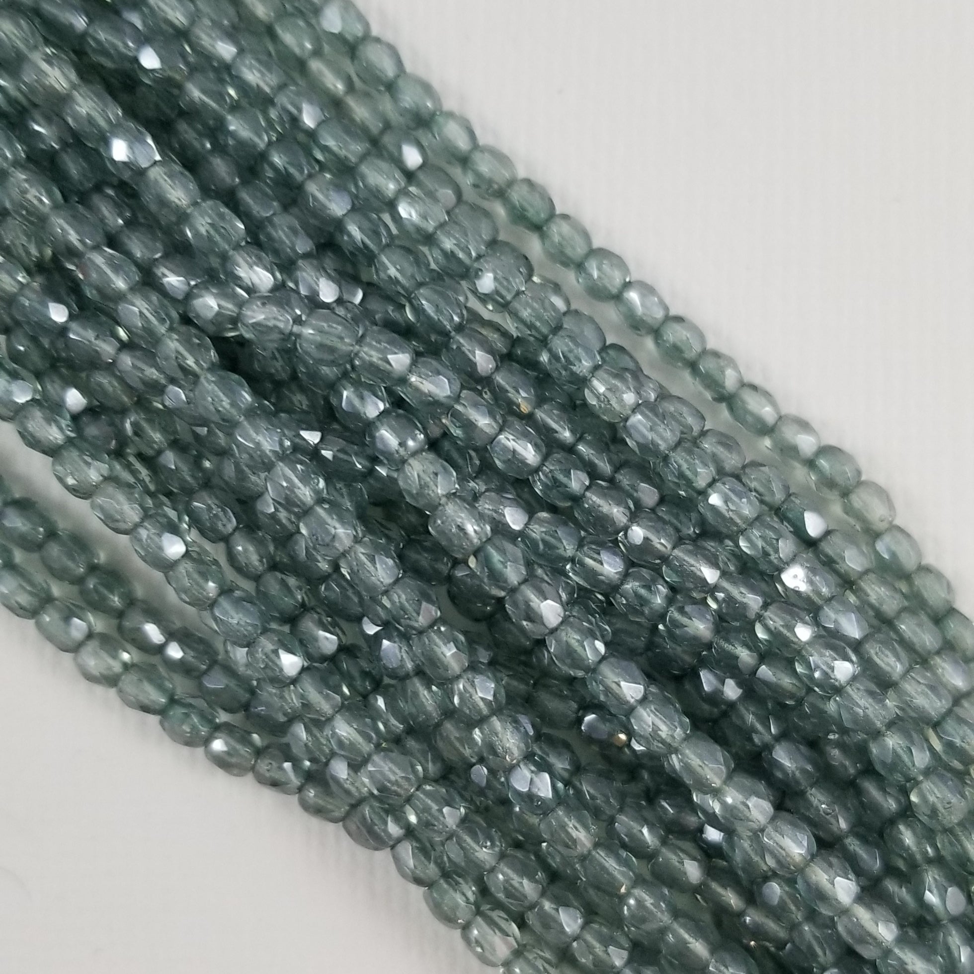 3mm - Crystal with Blue Green Luster- Fire Polished