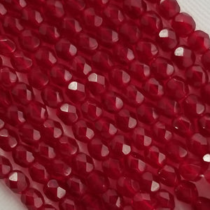 6mm - Ruby - Fire Polished Round Czech Glass