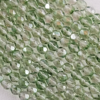 6mm - Crystal with Green Luster - Fire Polished