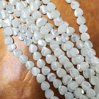 10mm Mother of Pearl Hearts - White