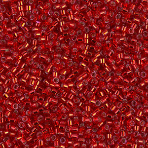DB0602-19.5: DYED SILVERLINED RED DELICA 11/0 19.5 grams