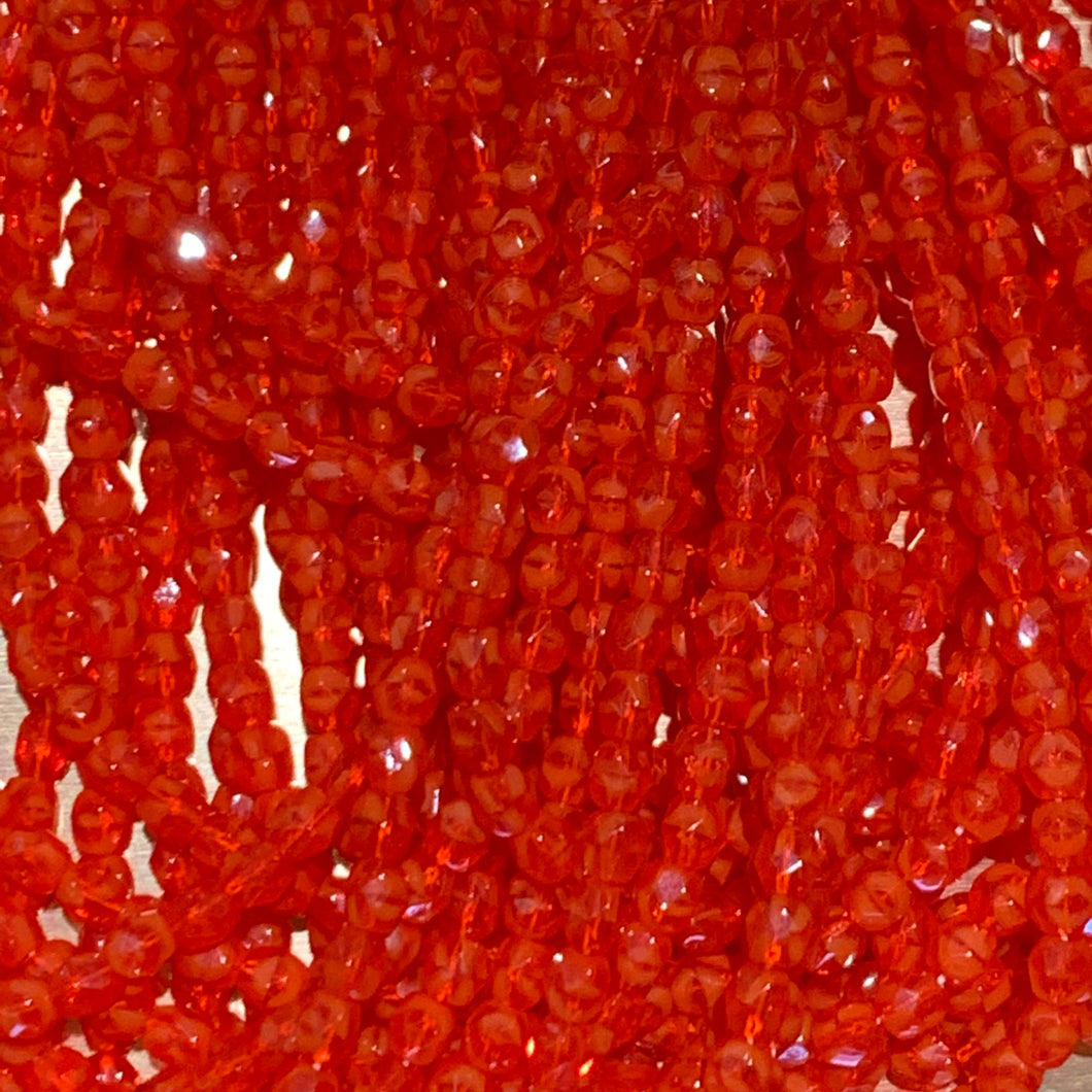 4mm - Orange Transparent/Opaque Mix - Fire Polished