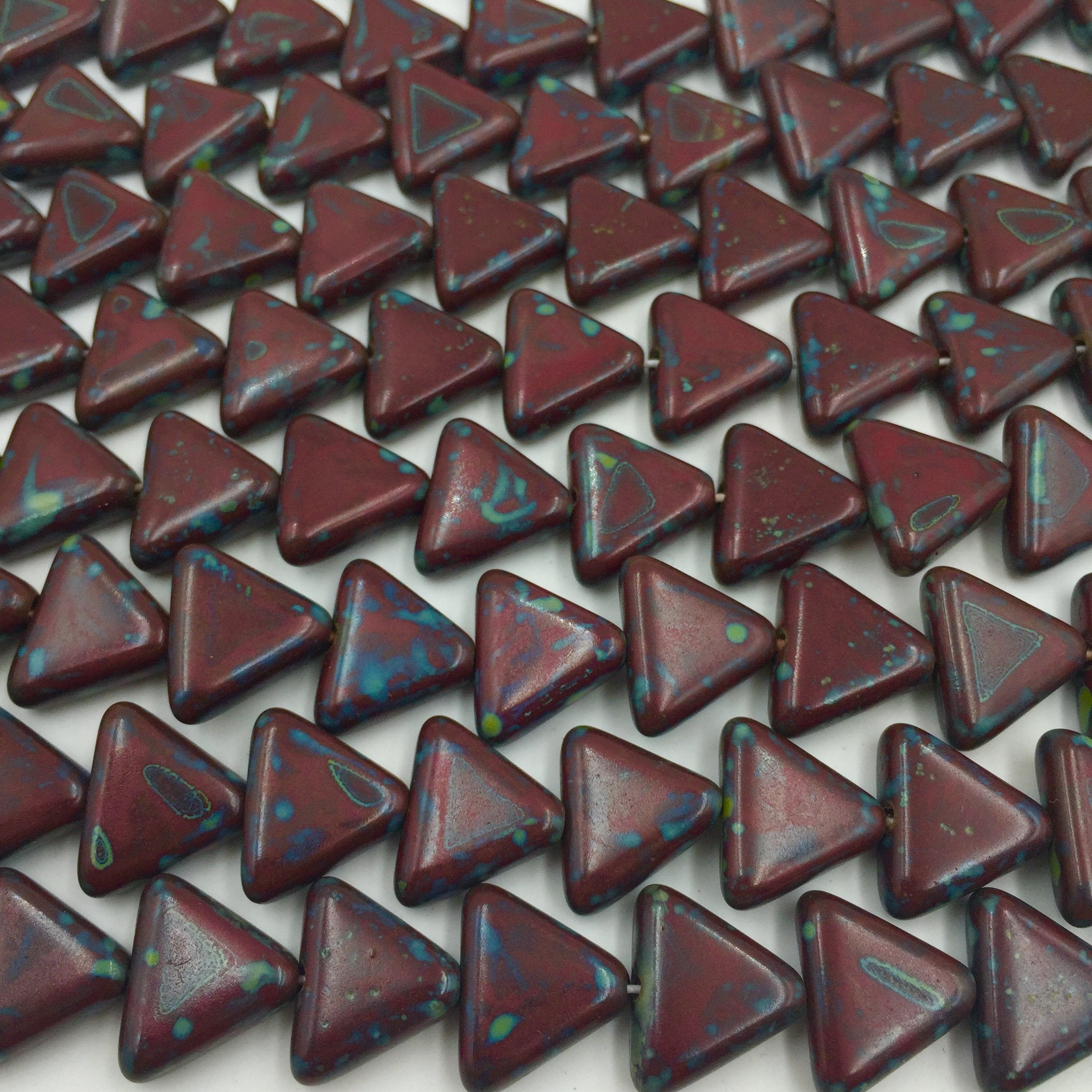 12mm Maroon Picasso Triangles